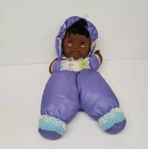 De Luxe Mfg 13" Deluxe Nylon Black Baby Doll Purple Floral Plush